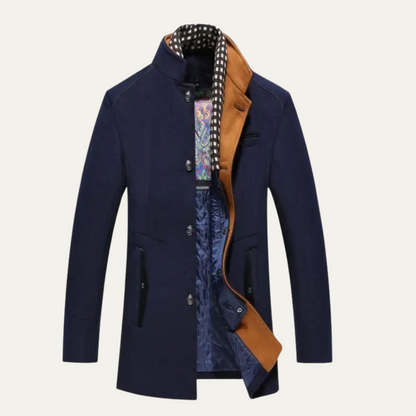 Men's Wool Trench Coat Smart Casual Stand Collar - Fashinoza