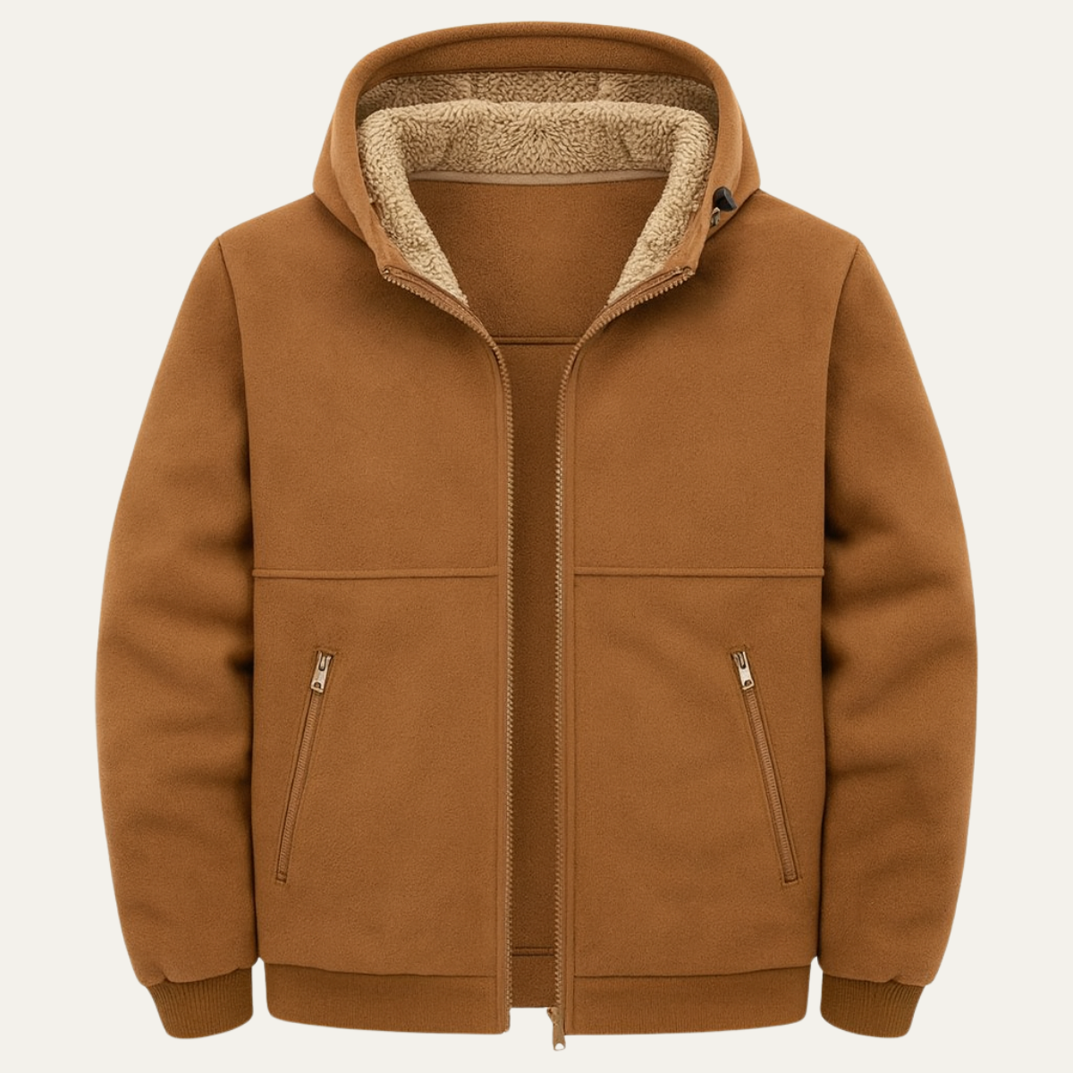 Mens Sherpa Hoodie Thick Warm Zip Up
