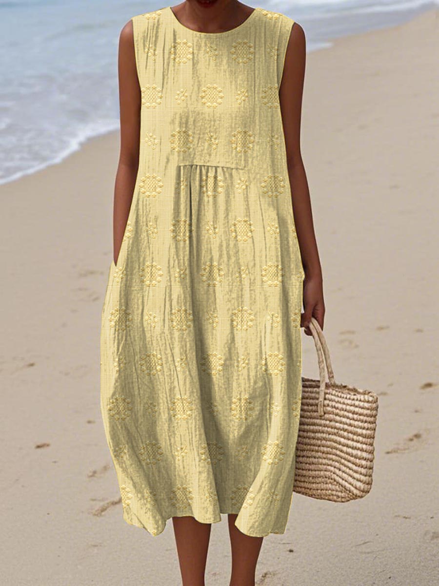 Women's Round Neck Textured Dress