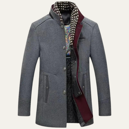 Men's Wool Trench Coat Smart Casual Stand Collar