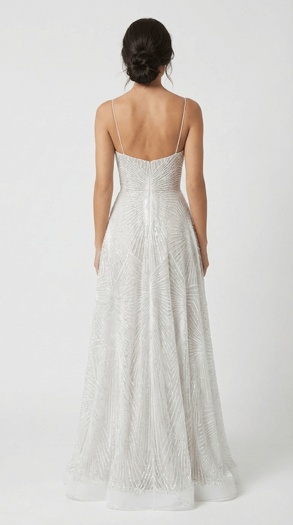 Women's Maxi Dress White Sequin