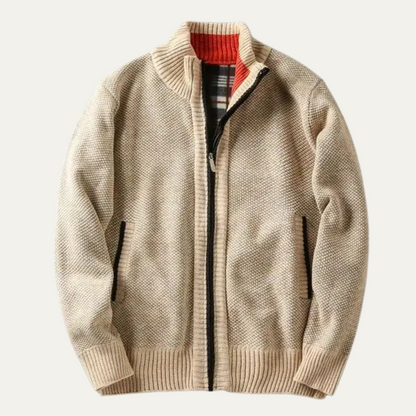 Men's Chunky Knit Zip Jacket - Fashinoza