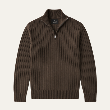 Men's Ribbed Cotton Sweater Half Zip - Fashinoza