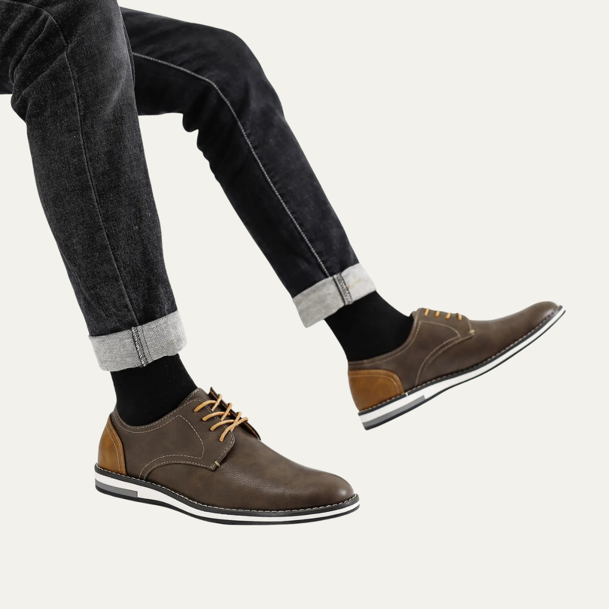 Men's Two Tone Leather Oxford Sneakers