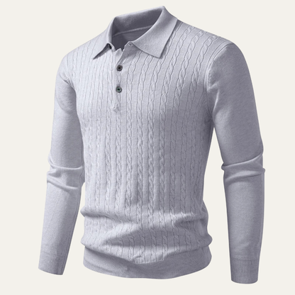 Men's Cotton Polo Sweater Soft Knit Casual