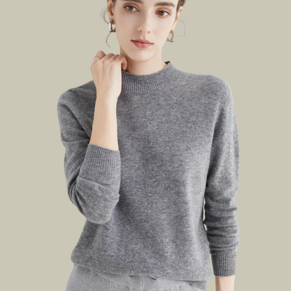 Emma | Women’s Blush Minimal Mock Neck Pullover