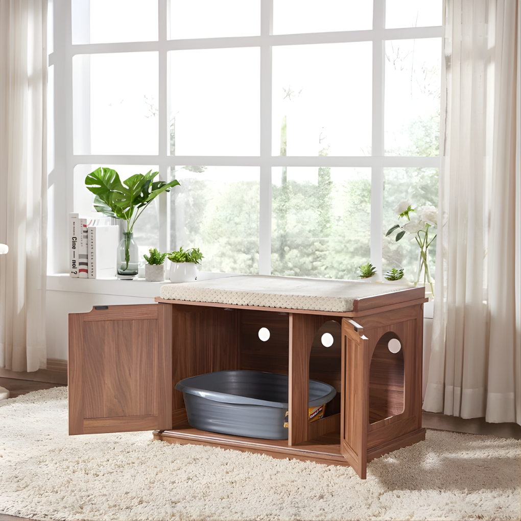 Cat Litter Box Enclosure Wooden Privacy Screen