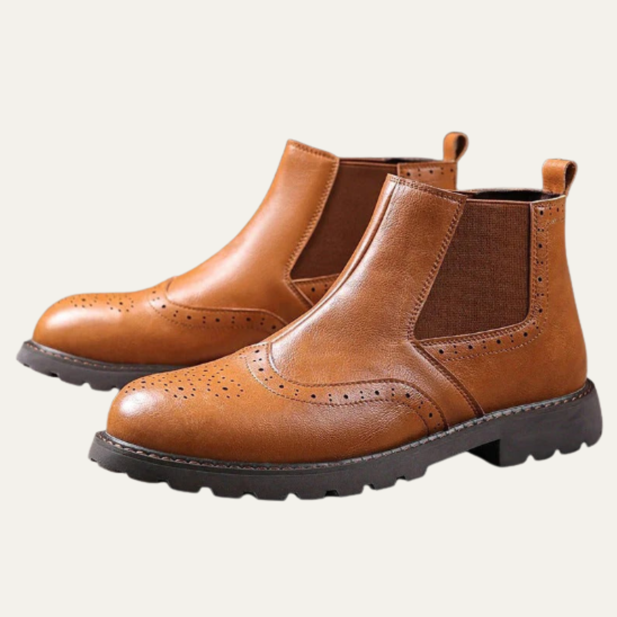 Men's Leather Chelsea Ankle Boots Brown - Fashinoza
