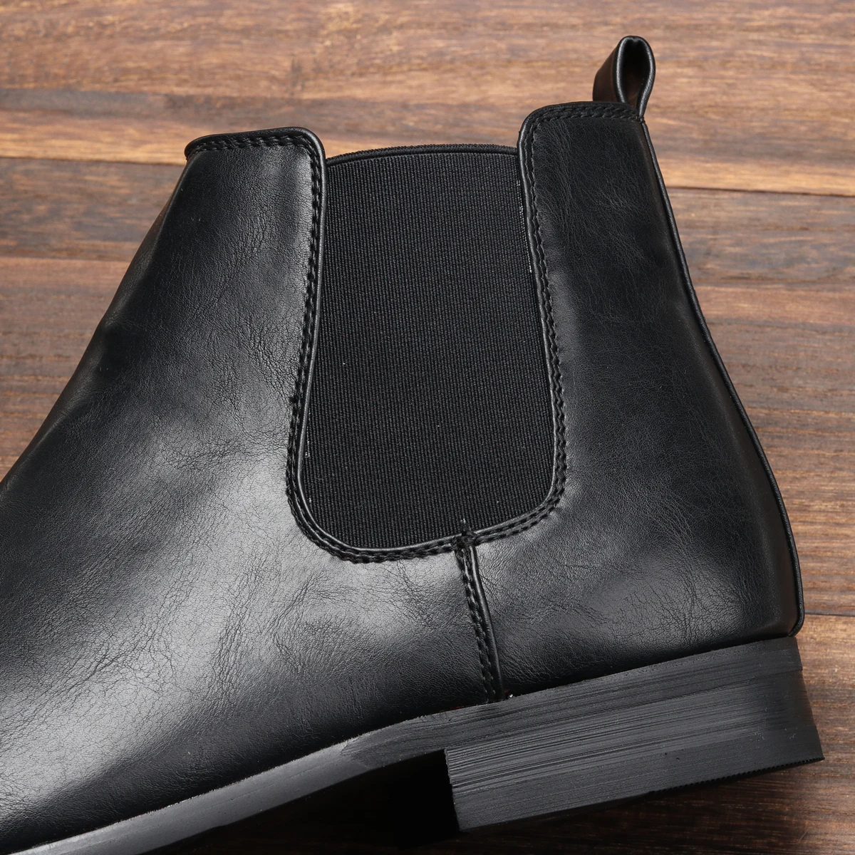 Men's Leather Chelsea Ankle Boots Elastic Sides