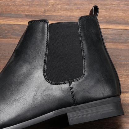 Men's Leather Chelsea Ankle Boots Elastic Sides