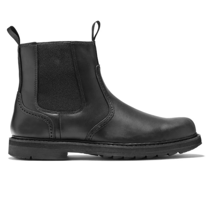 Men's Leather Chelsea Boots Classic Slip On Black