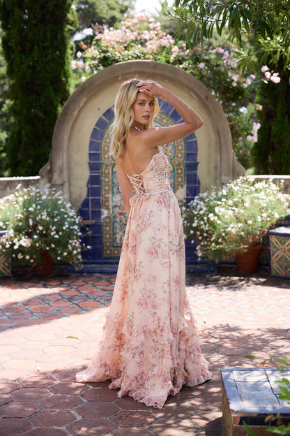 Women's Maxi Dress Spaghetti Strap Ruffle Hem