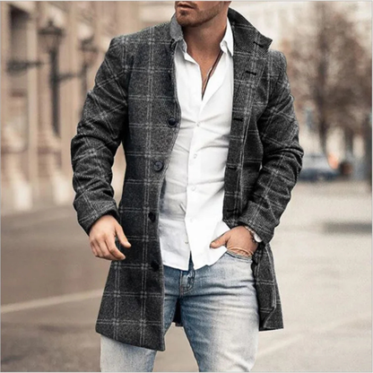 Men's Wool Blend Long Winter Coat Red