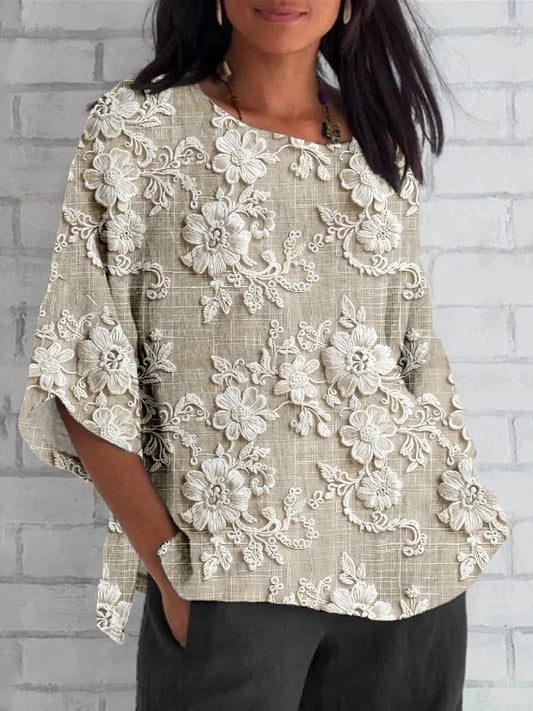 Women's Relaxed Floral Blouse - Fashinoza
