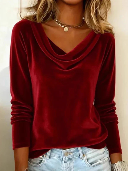 Women's Cowl Neck Long Sleeve Blouse