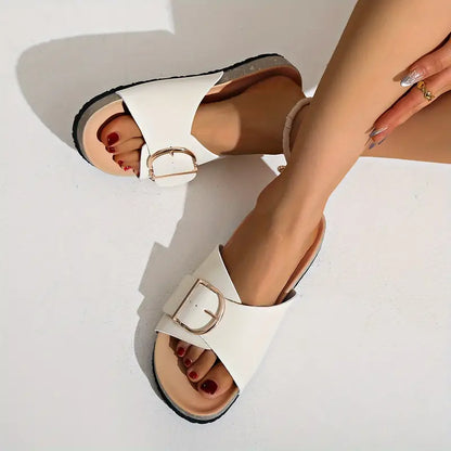Orthopedic Flat Sandals Women's Adjustable Buckle Strap Comfort Slippers