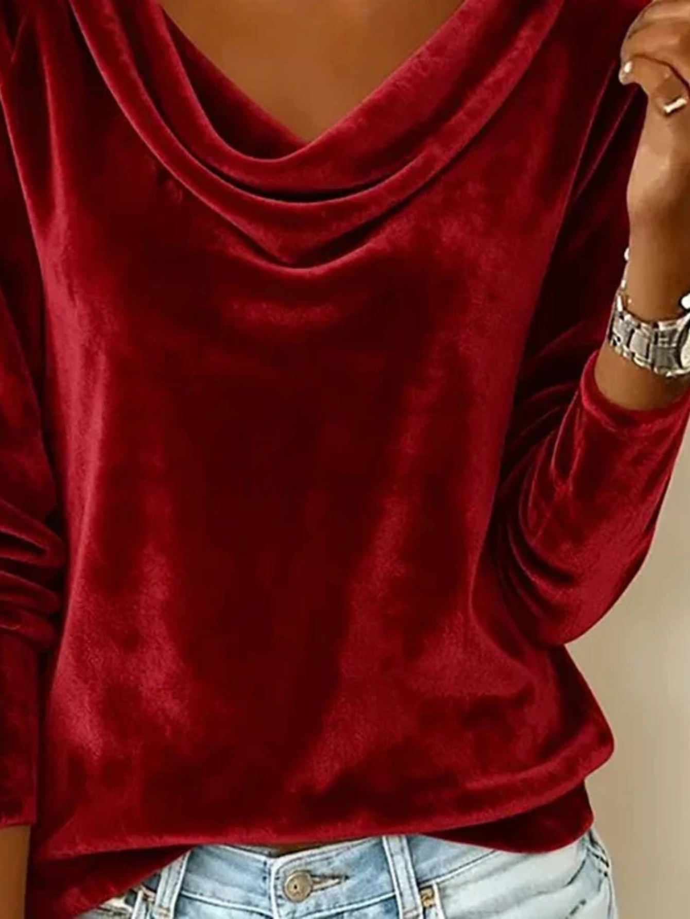 Women's Cowl Neck Long Sleeve Blouse