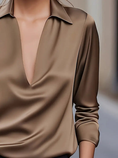 Women's Collared V-Neck Blouse
