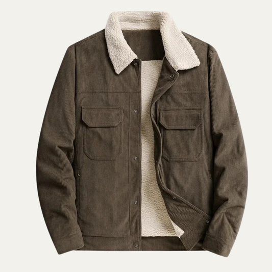 Men's Corduroy Coat Sherpa Fleece Lined Warm - Fashinoza