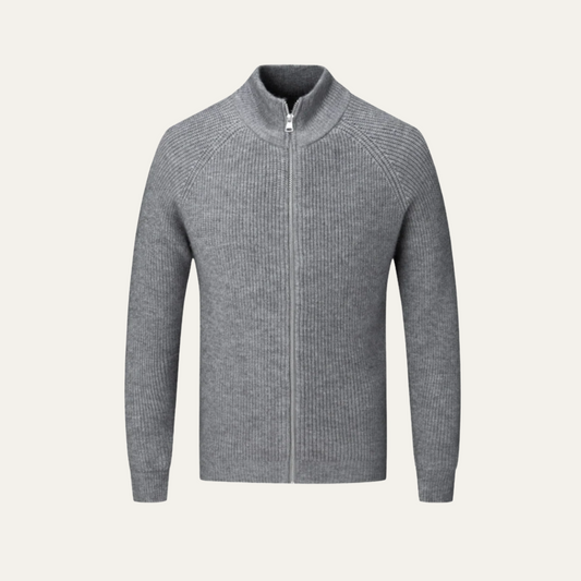 Men's Merino Wool Cardigan Sweater Zip Front - Fashinoza