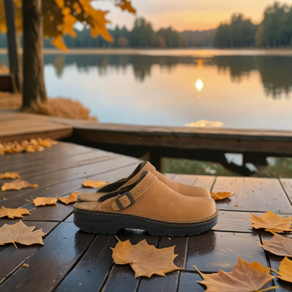 Unisex Leather Slip On Clogs - Fashinoza