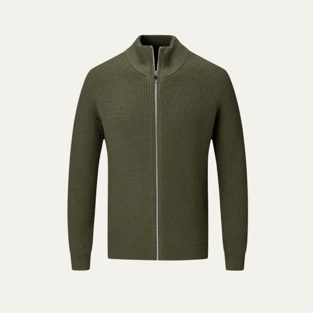 Men's Merino Wool Cardigan Sweater Zip Front