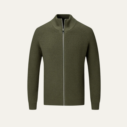 Men's Merino Wool Cardigan Sweater Zip Front