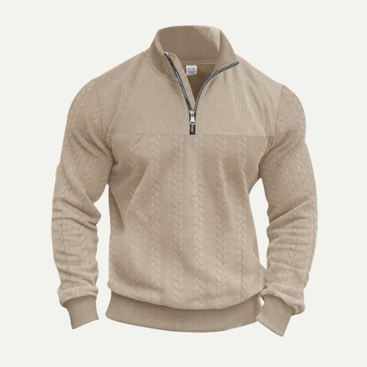 Men's Half Zip Knit Sweater Warm Jacquard Pattern - Fashinoza