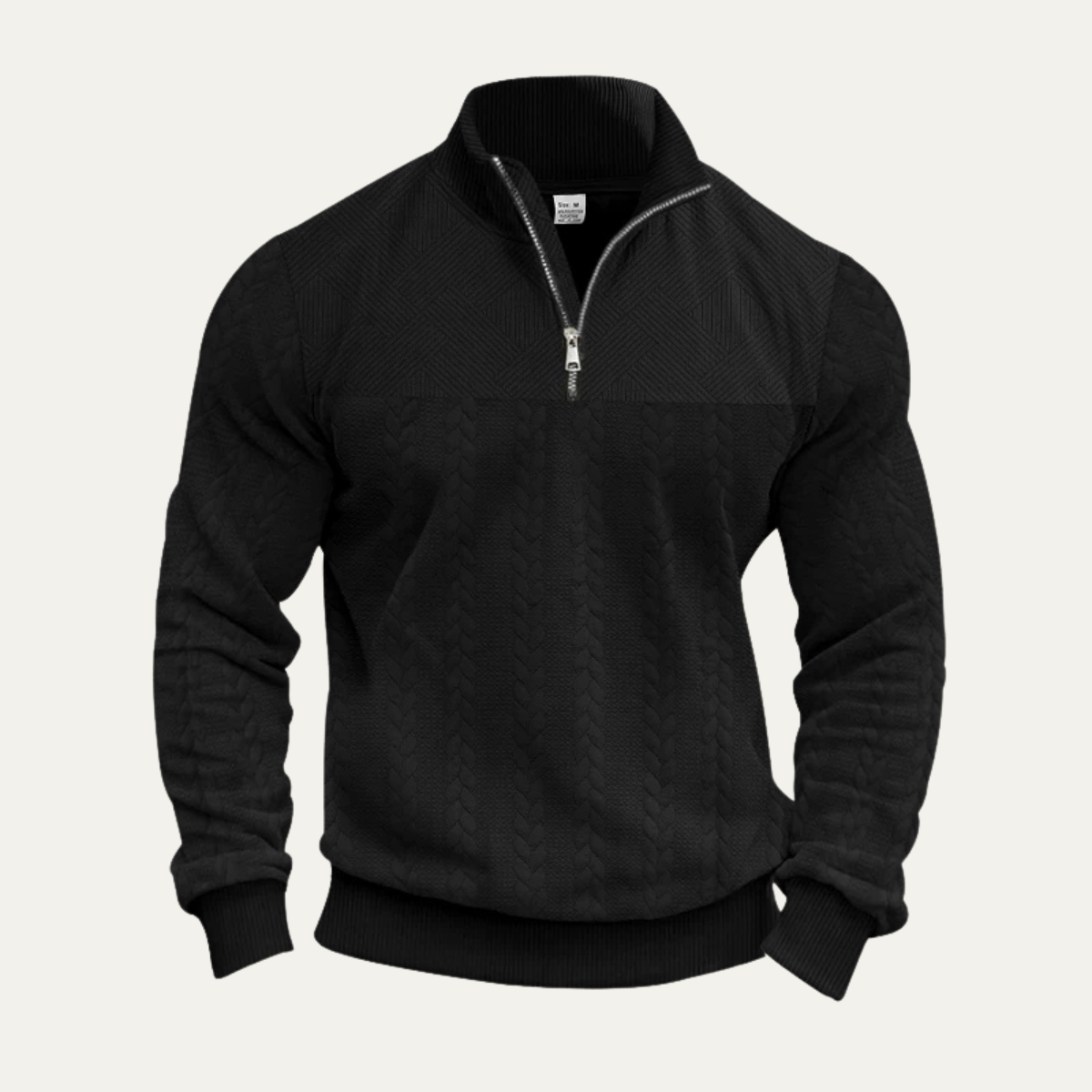 Men's Half Zip Knit Sweater Warm Jacquard Pattern