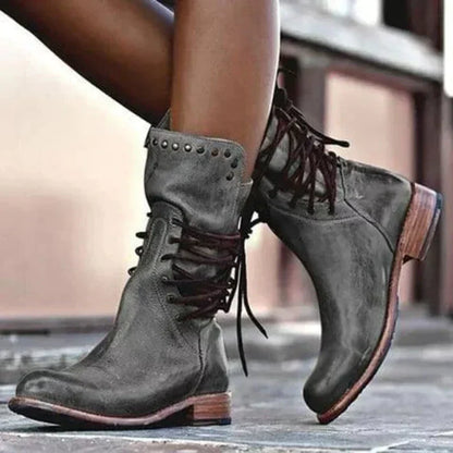 Women's Lace Up Ankle Boots Low Heel