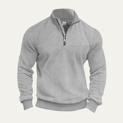 Men's Half Zip Knit Sweater Warm Jacquard Pattern