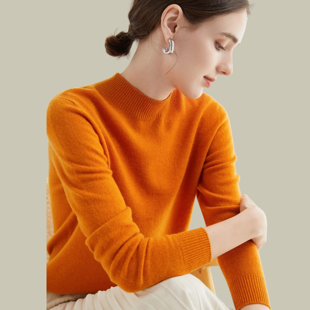Emma | Women’s Blush Minimal Mock Neck Pullover
