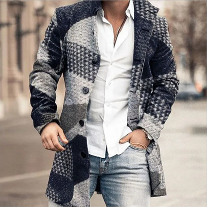 Men's Wool Blend Long Winter Coat Red