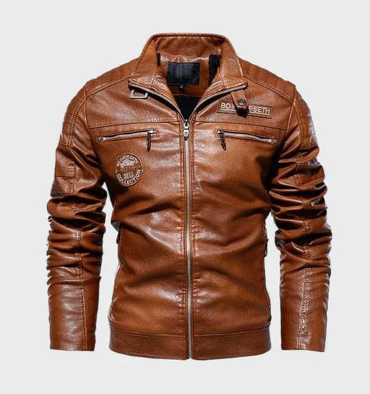 Men's Leather Jacket Bold Timeless Design - Fashinoza