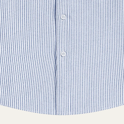 Men's Striped Dress Shirt Classic Collar Pocket Cotton Blue