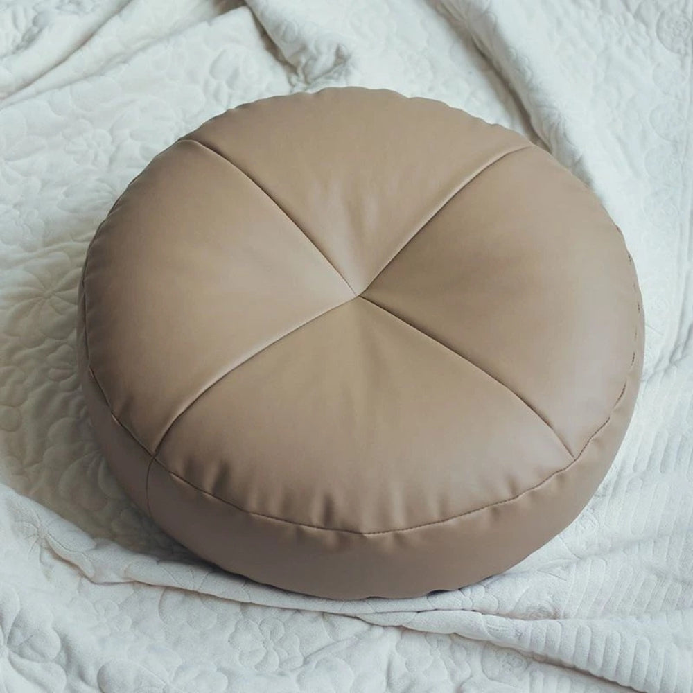 Japanese Style Leather Cushion Minimalist Nappa Leather Brown