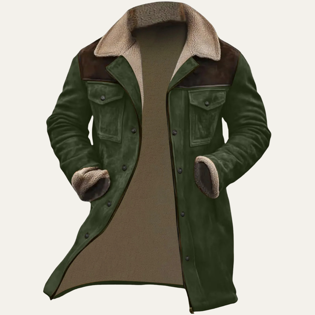 Men's Suede Fleece Lined Jacket With Pockets