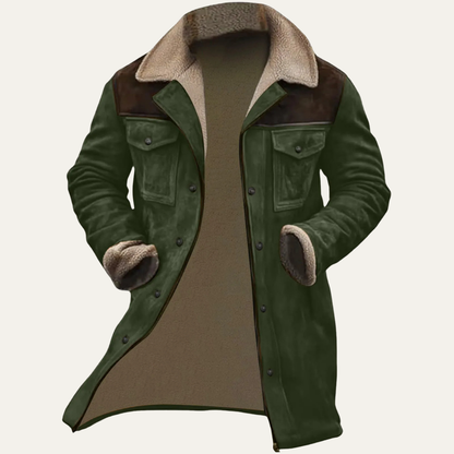Men's Suede Fleece Lined Jacket With Pockets