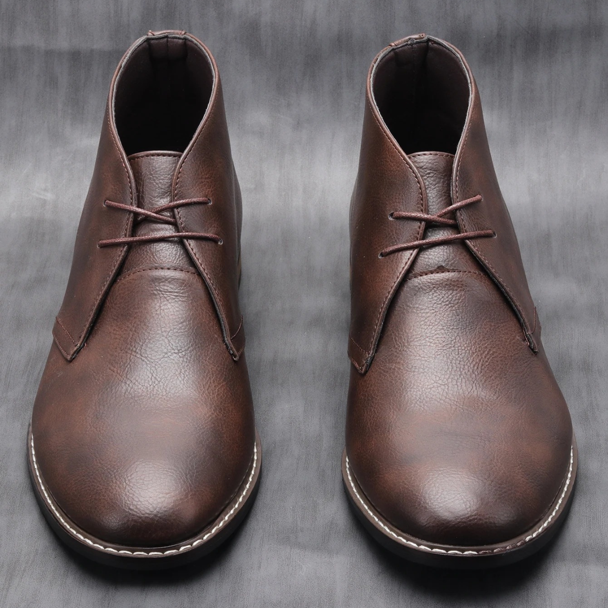 Men's Ankle Boots Brown Leather Vintage Style