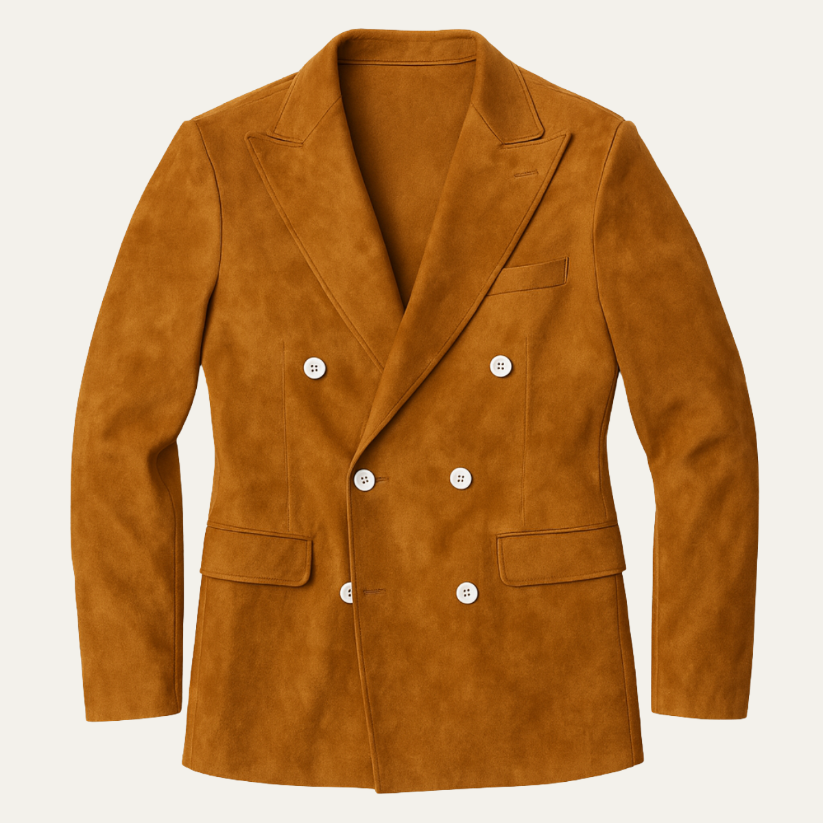 Mens Suede Blazer Double Breasted Smart Casual - Fashinoza