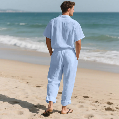 Men's Casual Two Piece Suit Lightweight Silver