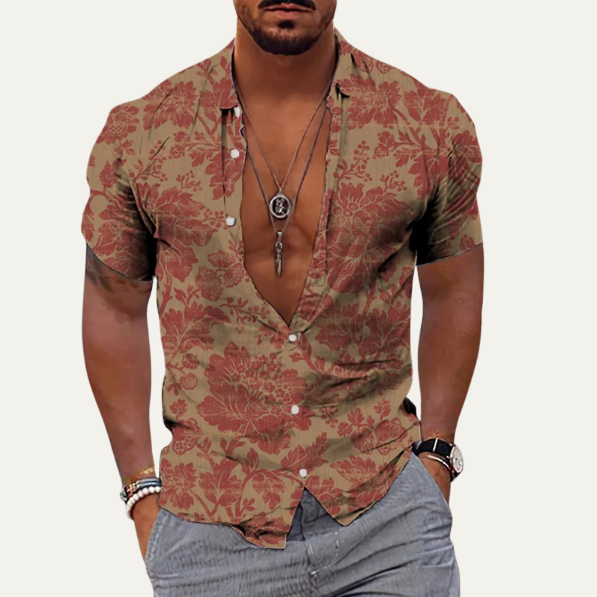 Men's Hawaiian Shirt Tropical Print Coconut Design