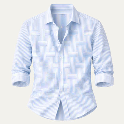 Men's Striped Casual Shirt Wrinkle Resistant - Fashinoza
