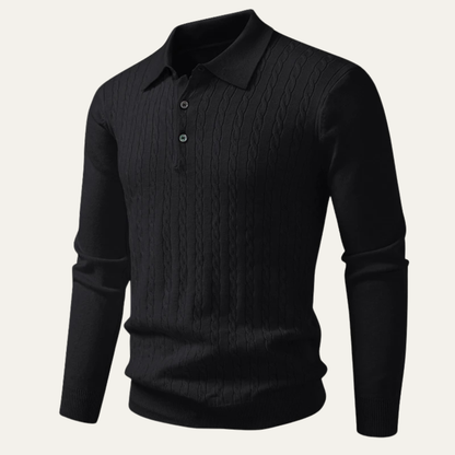 Men's Cotton Polo Sweater Soft Knit Casual