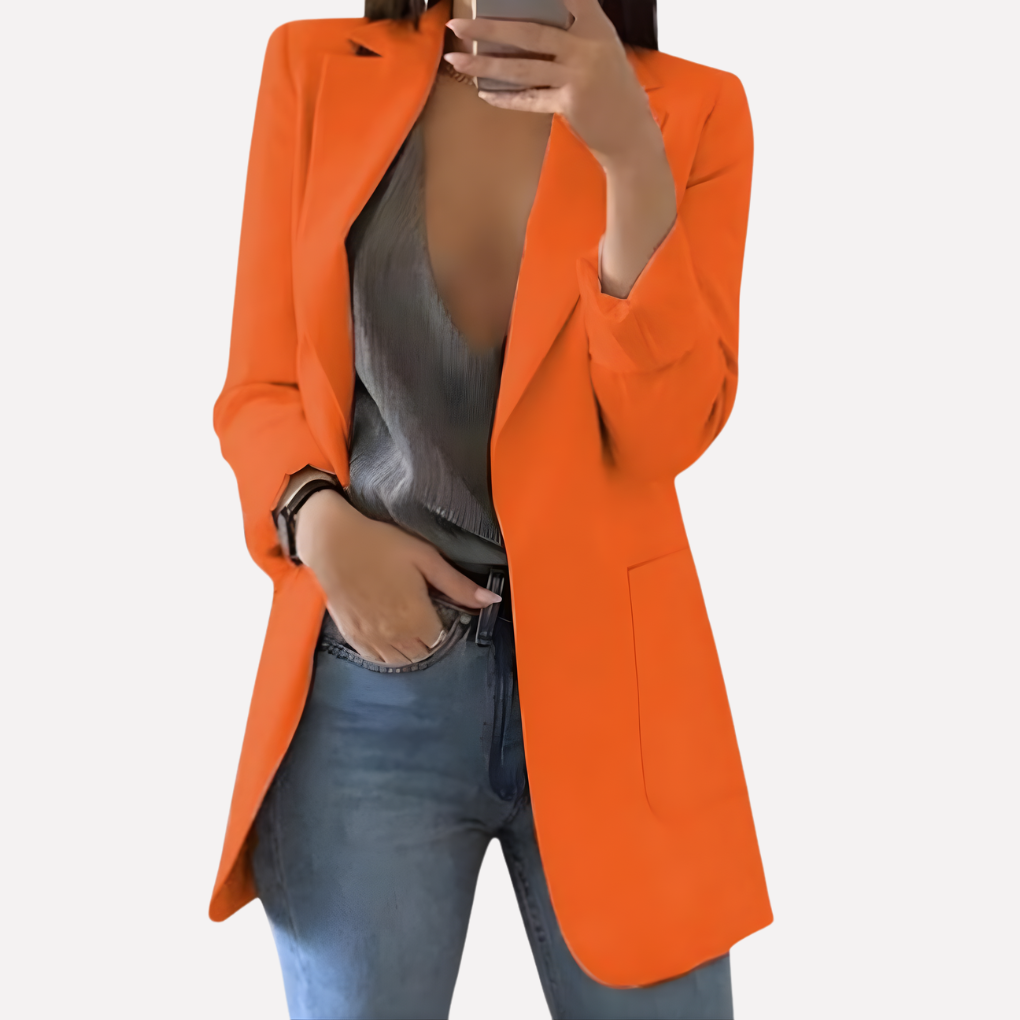 Women's Front Pocket Blazer Structured Everyday Jacket