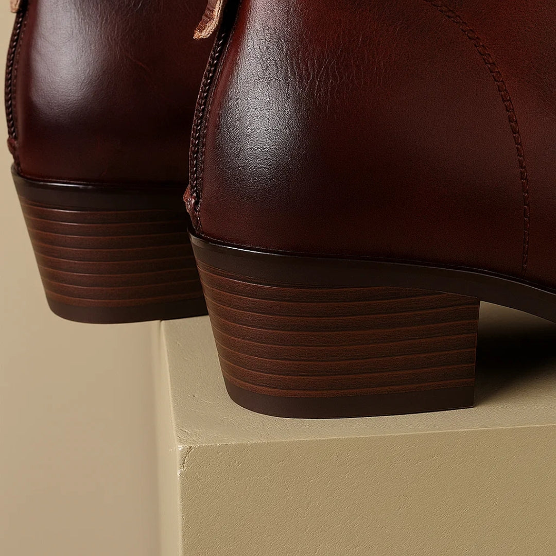 Women's Pointed Toe Boots Smooth Leather Shaft