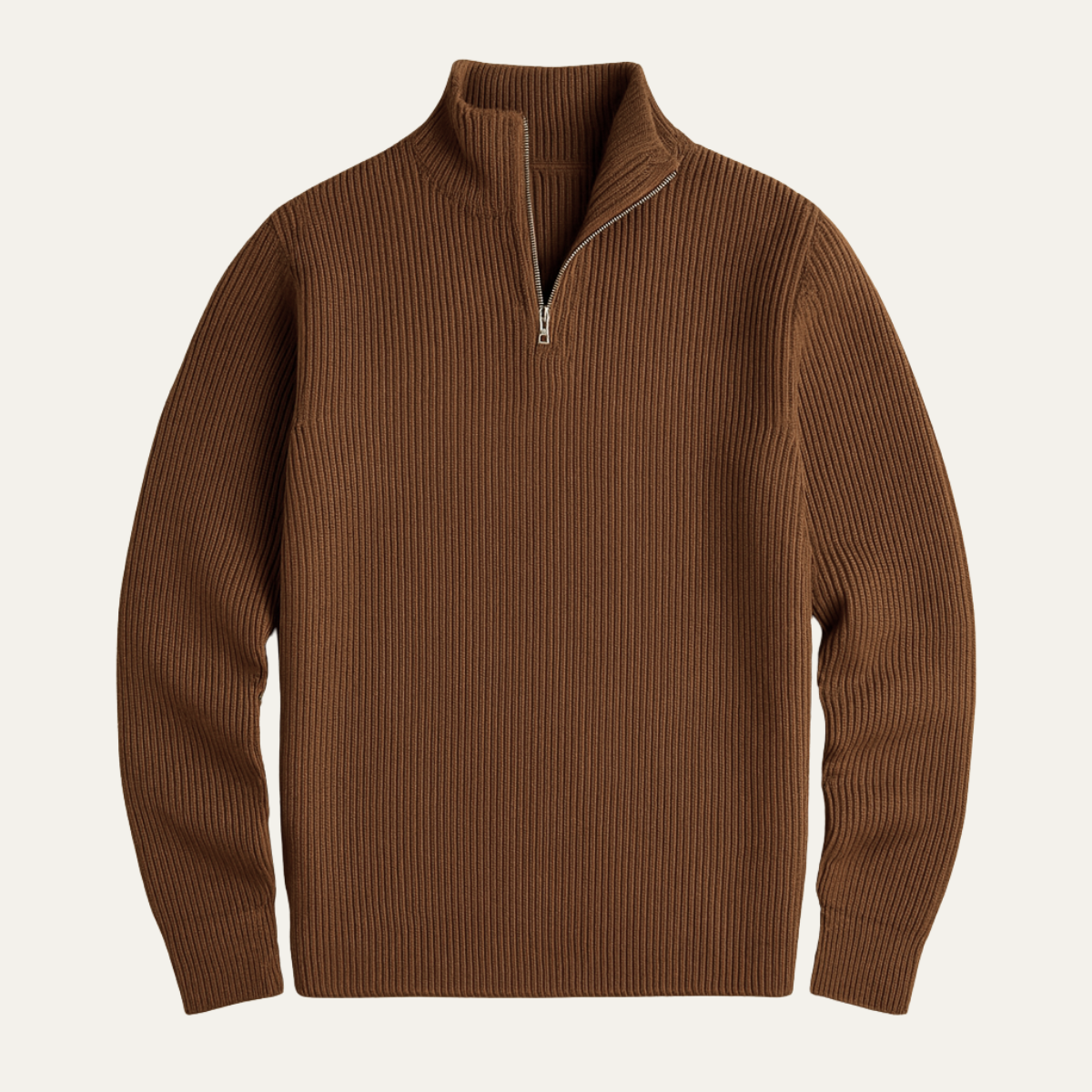Men's Ribbed Mock Neck Sweater Warm Knit Dark Gray - Fashinoza