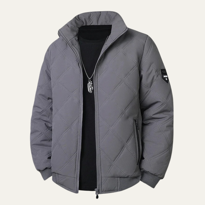 Men's Quilted Winter Jacket Stand Collar Casual