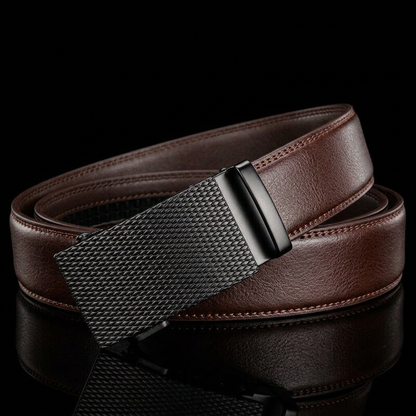 Men's Adjustable Leather Belt Textured Buckle - 
Fashinoza