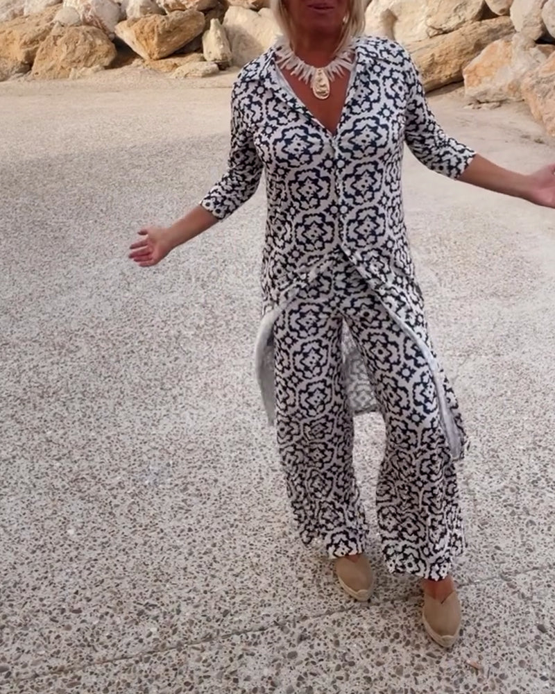 Women's Printed Two Piece Set Everyday Wear